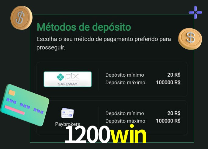 O cassino 1200win oferece uma grande variedade de métodos de pagamento